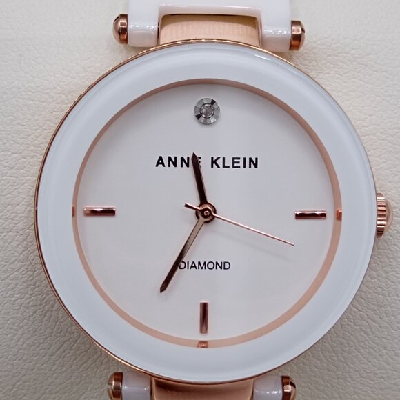 Anne Klein Women\'s Genuine Diamond Dial White Ceramic Band Watch AK/1018RDWT NWT main image 7